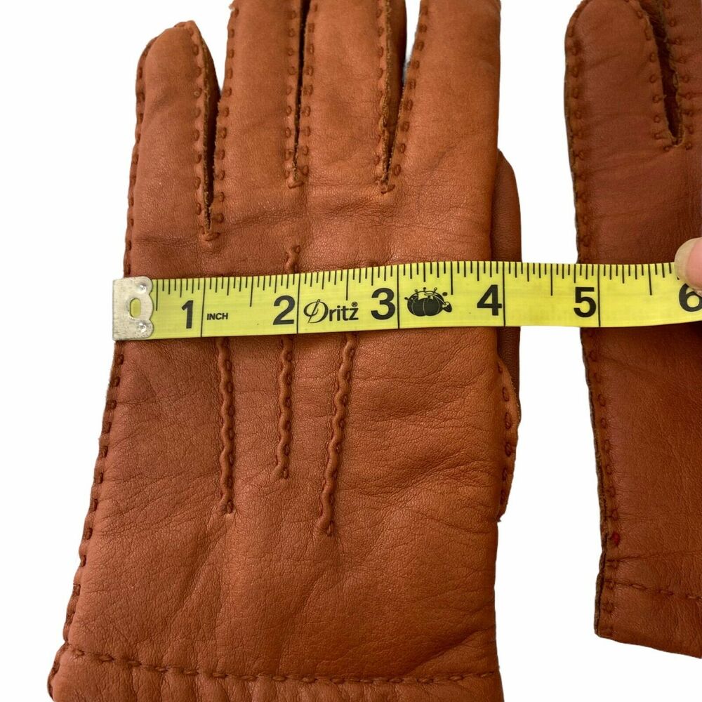 Leather Gloves Vintage Aris Women's Brown Soft Driving size Small - Picture 9 of 9